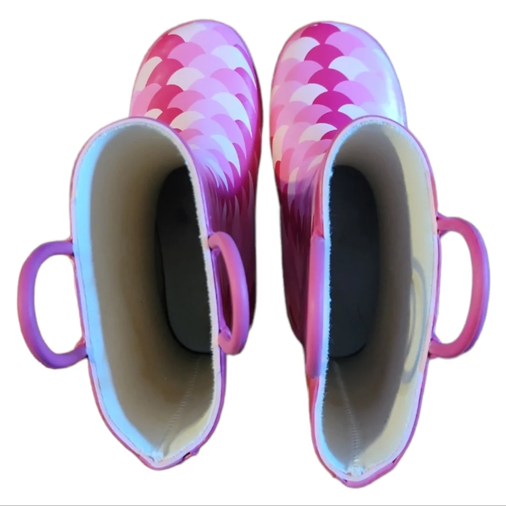 LILLY OF NEW YORK Girl's Mermaid Boots Blue Green/Pink Rain Boots